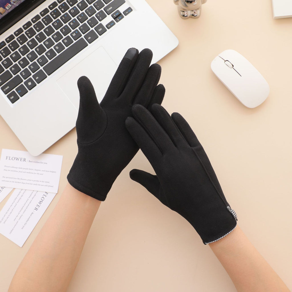Checkerboard Tab Touchscreen Winter Gloves - Black