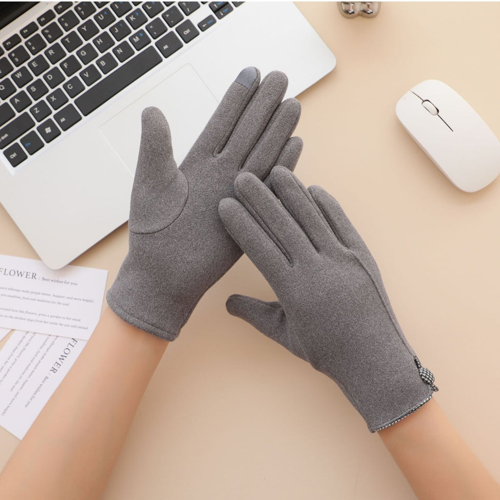 Checkerboard Tab Touchscreen Winter Gloves - Grey - 1