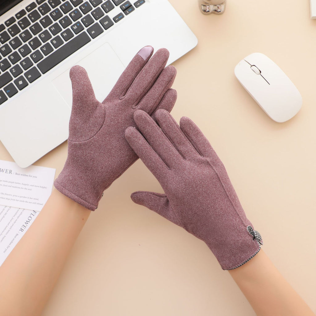 Checkerboard Tab Touchscreen Winter Gloves - Purple