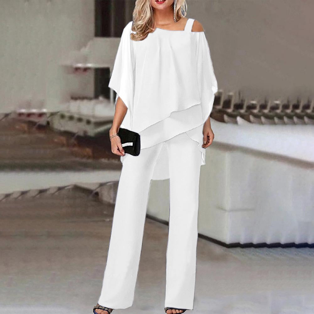 Layered Cold Shoulder Top And Pants Set - view 1