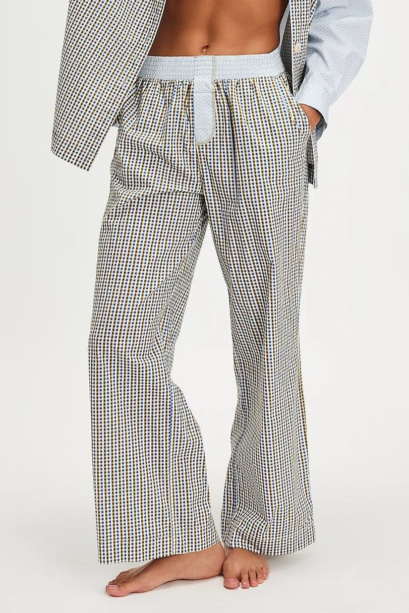 Contrast Waistband Striped Relaxed Lounge Pants - Grey