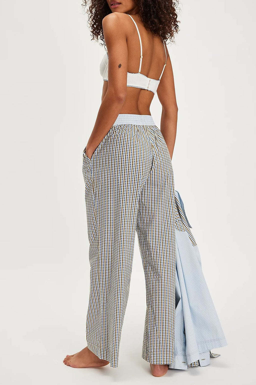 Contrast Waistband Striped Relaxed Lounge Pants - Grey - 3