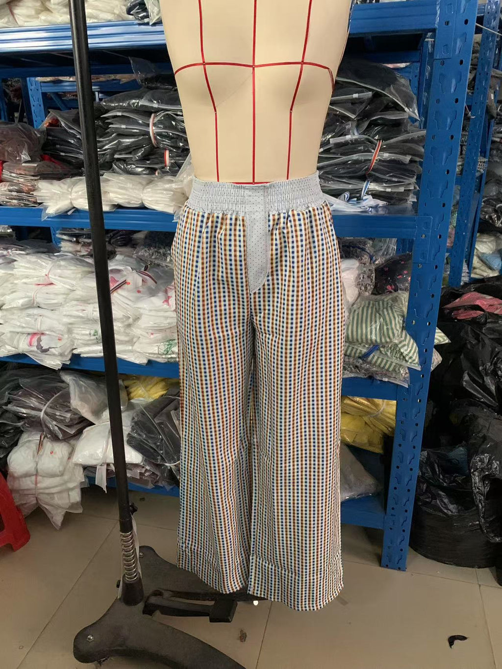 Contrast Waistband Striped Relaxed Lounge Pants - Grey - 4