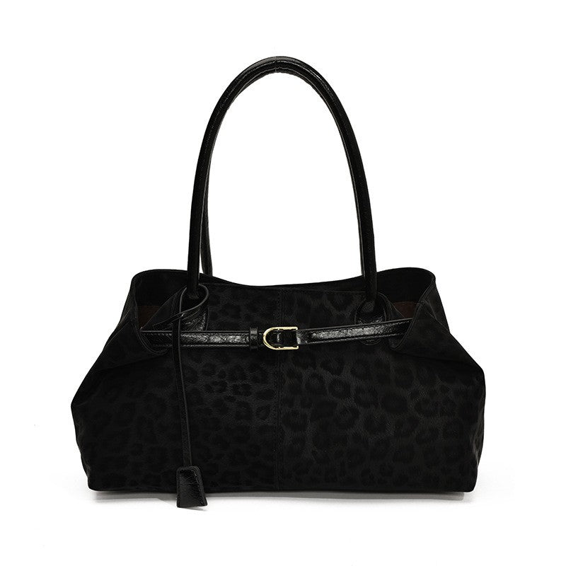 Leopard Print Belted East West Shoulder Bag