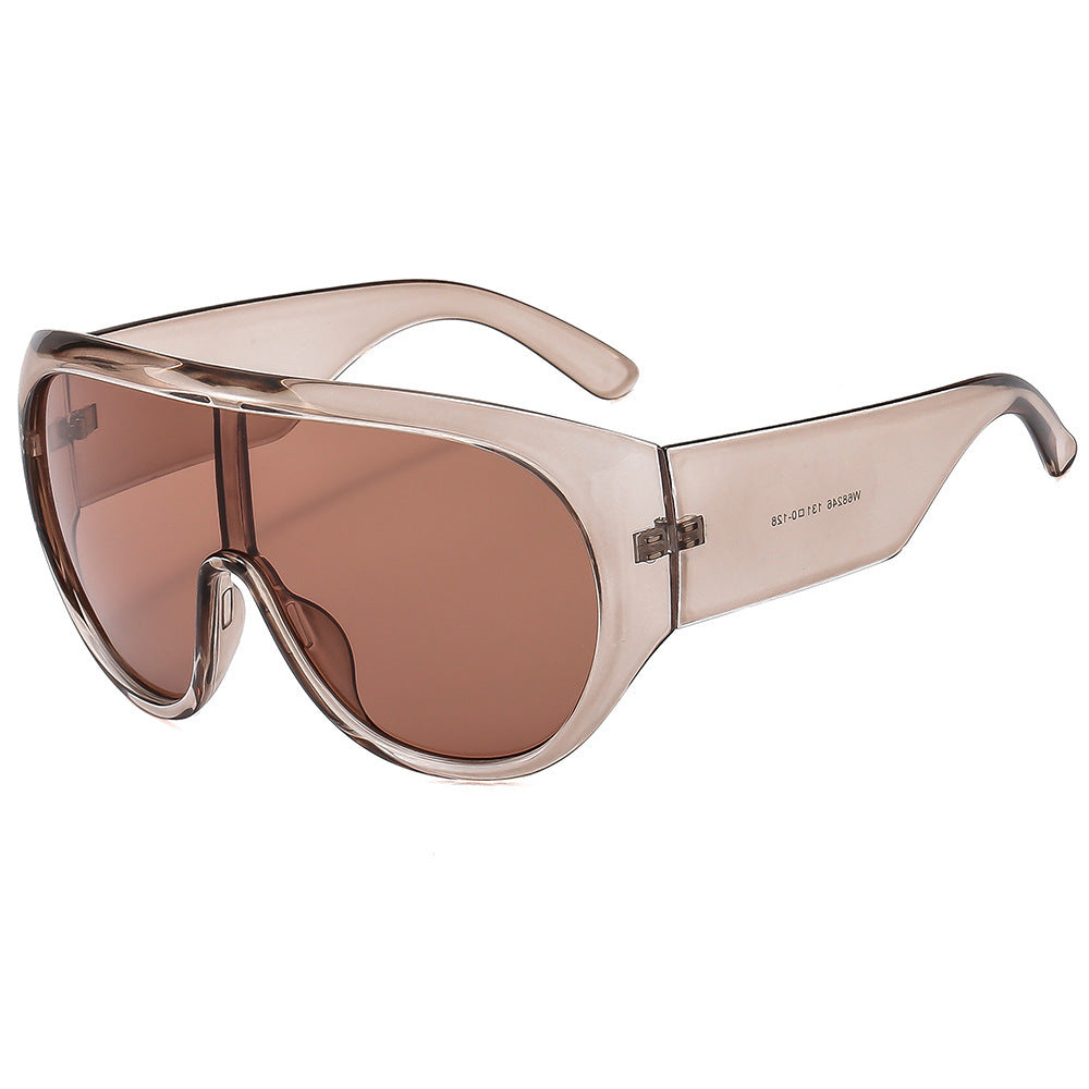 Oversized Visor Sunglasses With Wide Temples - LightTea