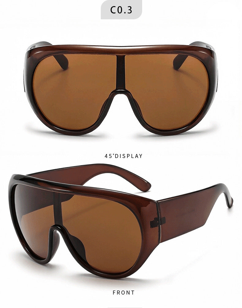 Oversized Visor Sunglasses With Wide Temples