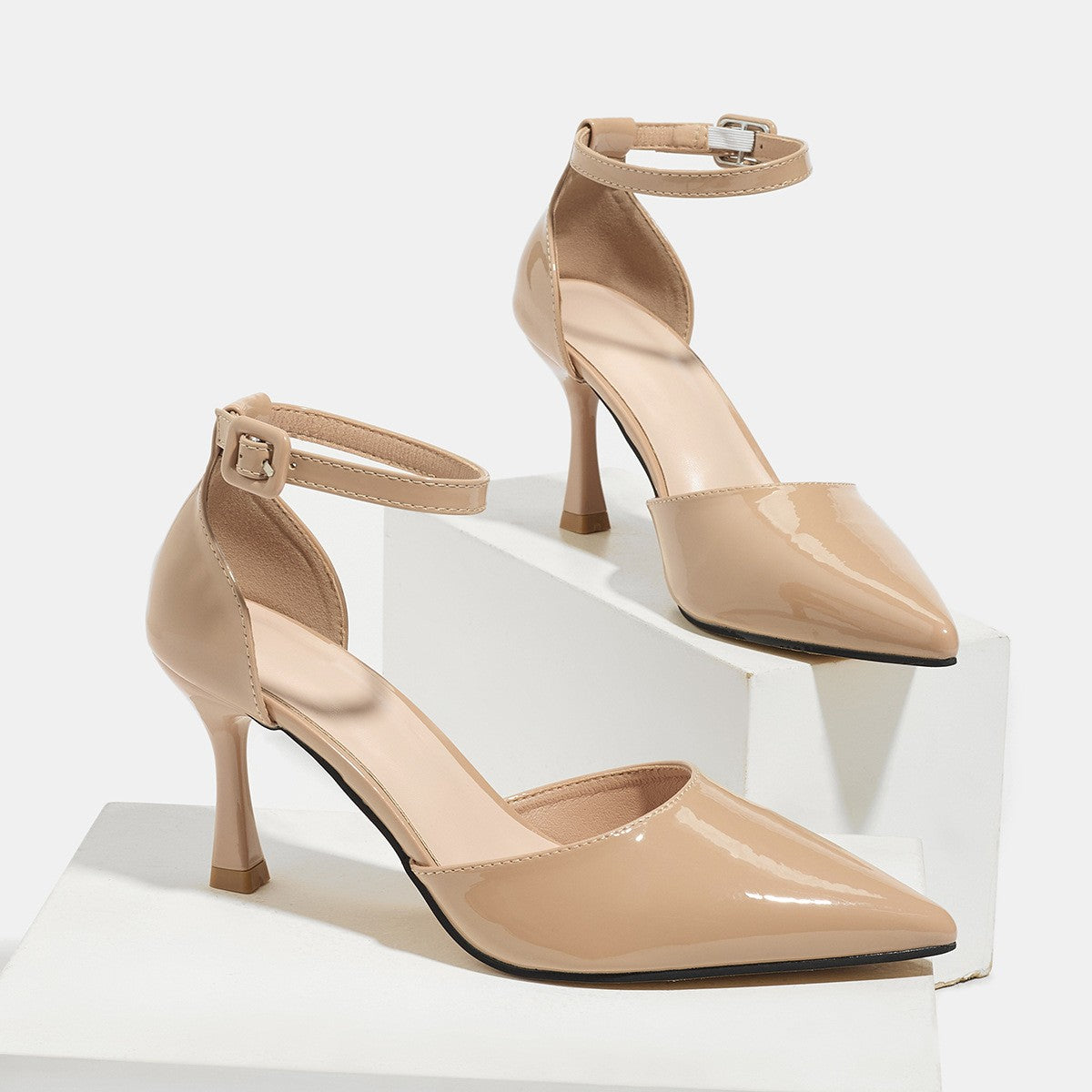 Pointed Toe Ankle Strap Stiletto Pumps