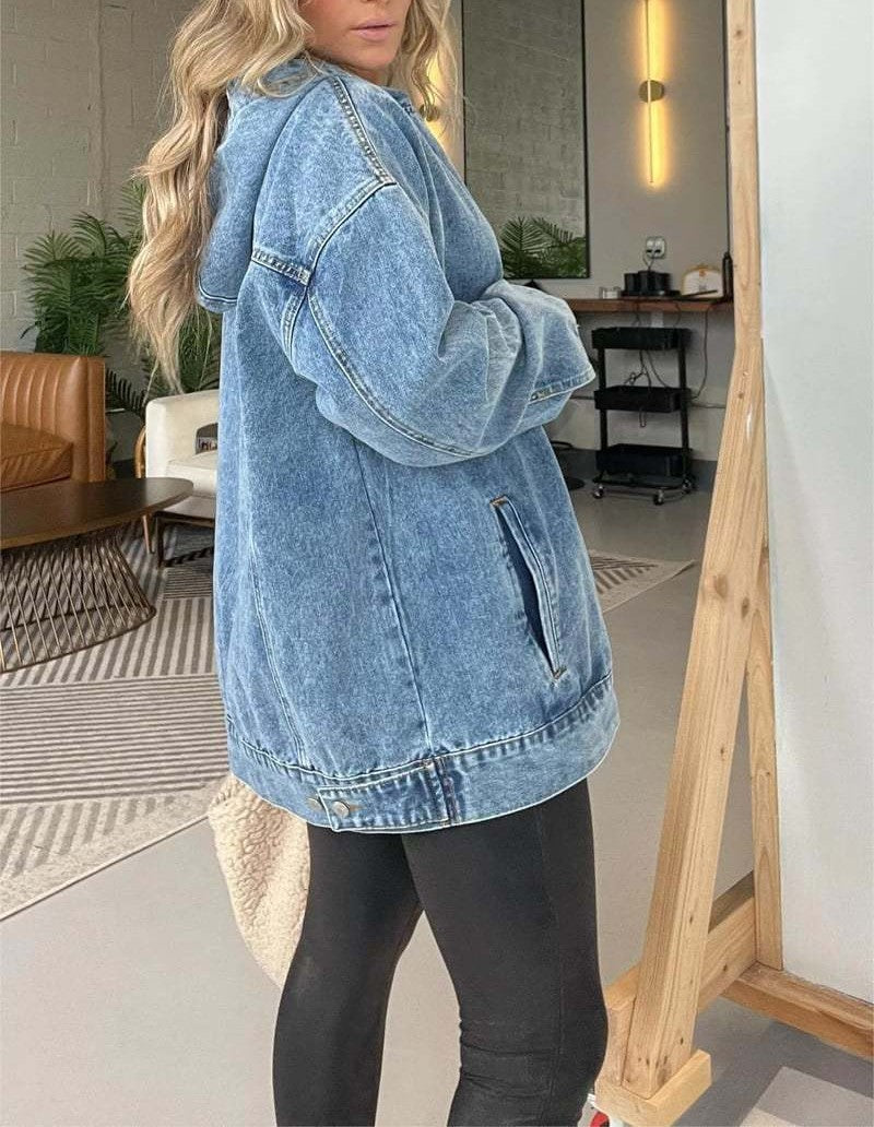 Acid Wash Oversized Longline Hoodie