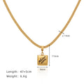 Engraved Script Square Tag Pendant Necklace - Gold