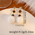 Stone Bead Pom Pom Drop Earrings - NO-1
