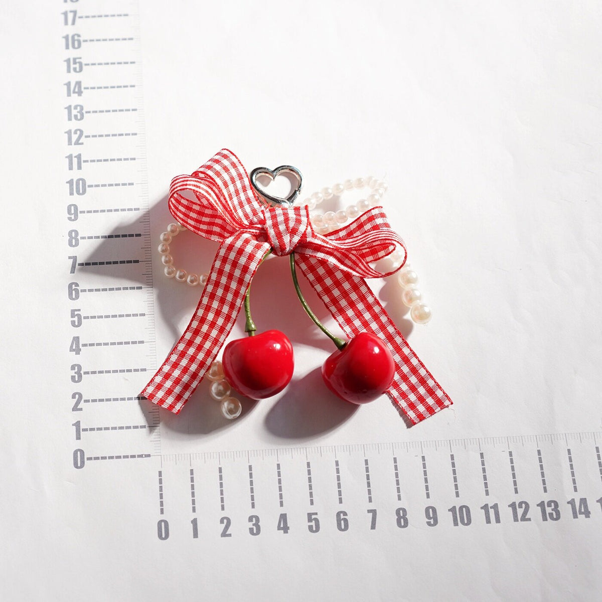 Coquette Gingham Ribbon Cherry Keychain - NO-2 - 1