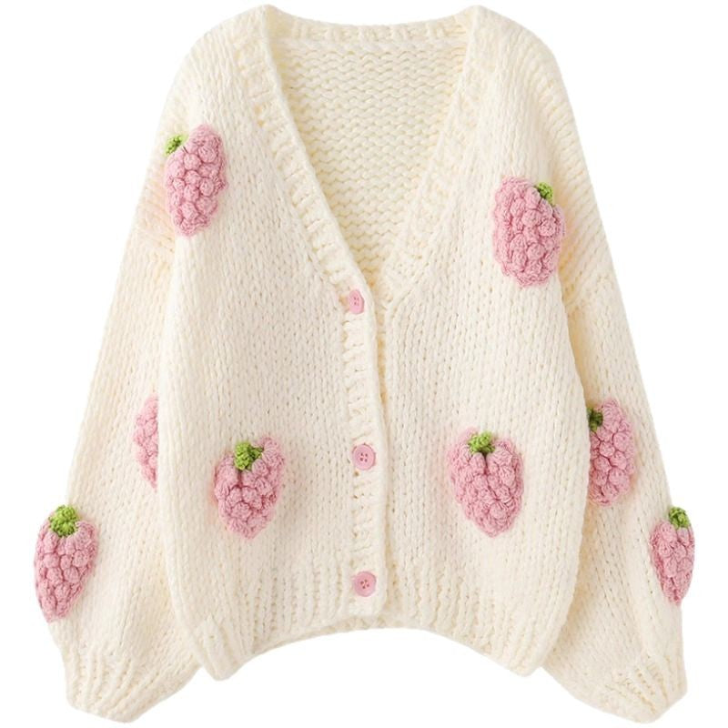 Strawberry Crochet Chunky Knit Sweater