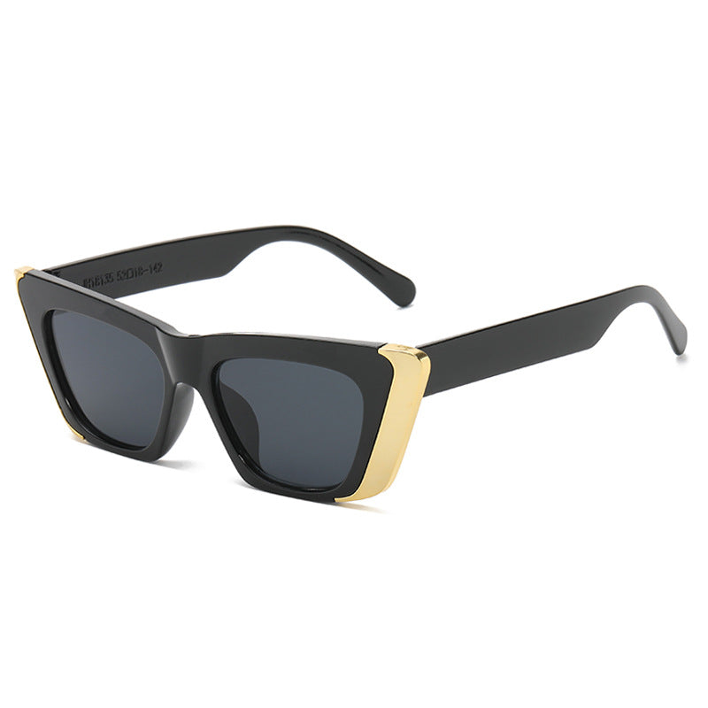 Small Cat Eye Metal Trim Sunglasses - Color_1