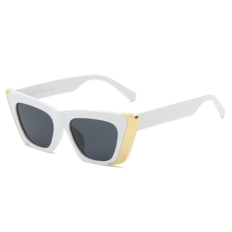 Small Cat Eye Metal Trim Sunglasses - Color_2