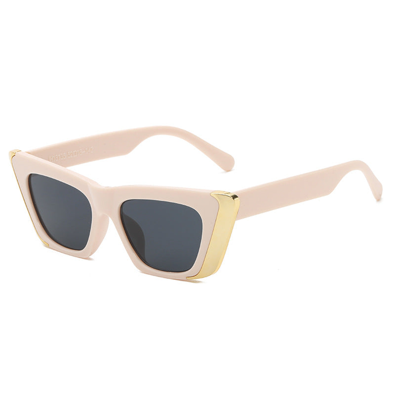 Small Cat Eye Metal Trim Sunglasses - Color_3