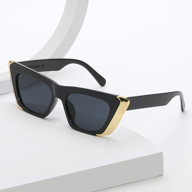 Small Cat Eye Metal Trim Sunglasses