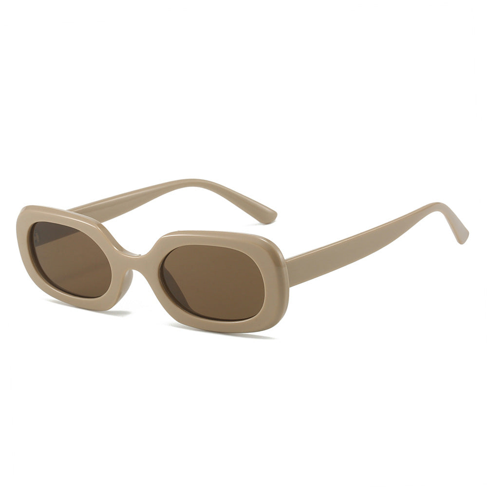 Retro Rectangle Sunglasses With Chunky Frames - Khaki
