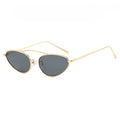Slim Oval Cat Eye Metal Sunglasses - Golden