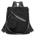 Corduroy Convertible Backpack With Mini Pouch - Black