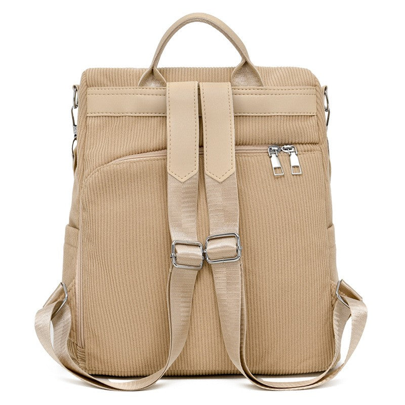 Corduroy Convertible Backpack With Mini Pouch