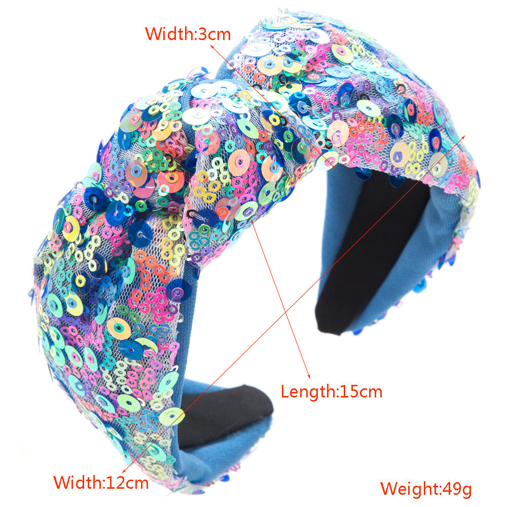 Confetti Sequin Knot Headband - Blue - 1