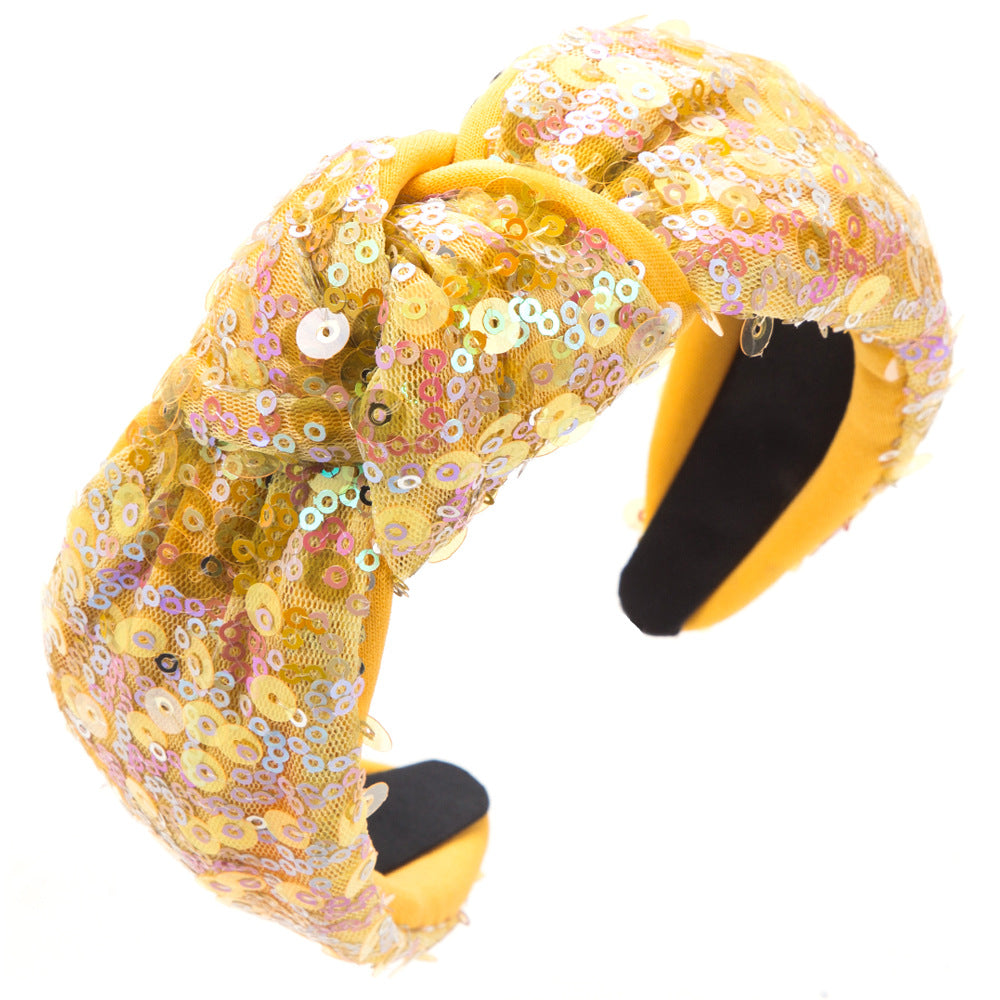 Confetti Sequin Knot Headband - Yellow