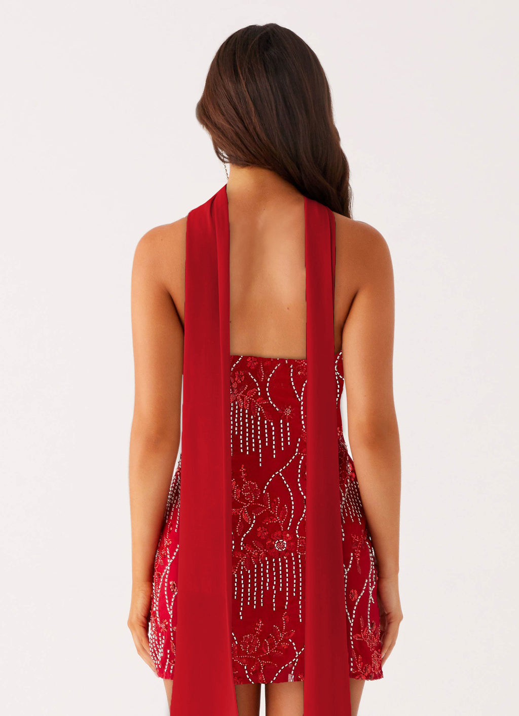 Embroidered Floral Strapless Mini Dress