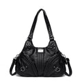 Washed Vegan Leather Studded Hobo Bag