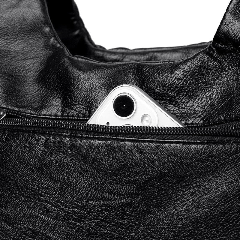 Washed Vegan Leather Studded Hobo Bag