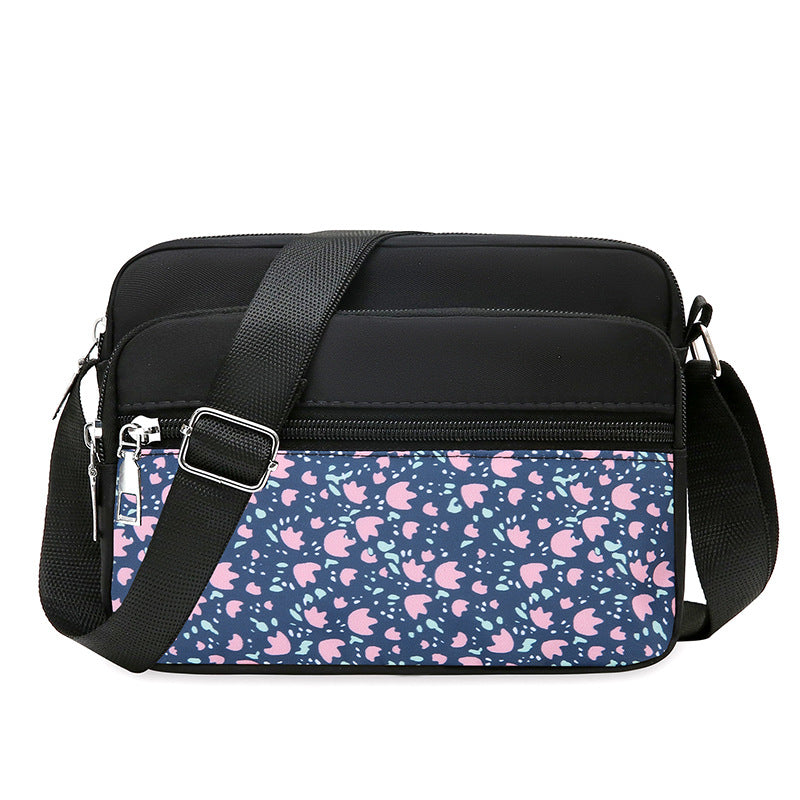 Nylon Crossbody Bag With Printed Front Pocket - C3