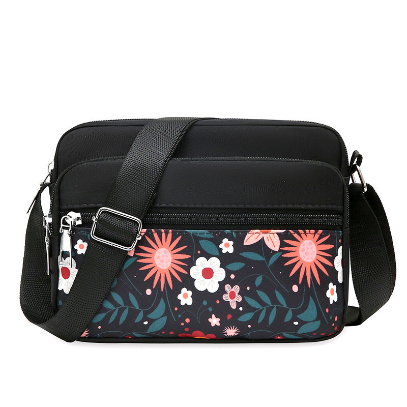 Nylon Crossbody Bag With Printed Front Pocket - C4