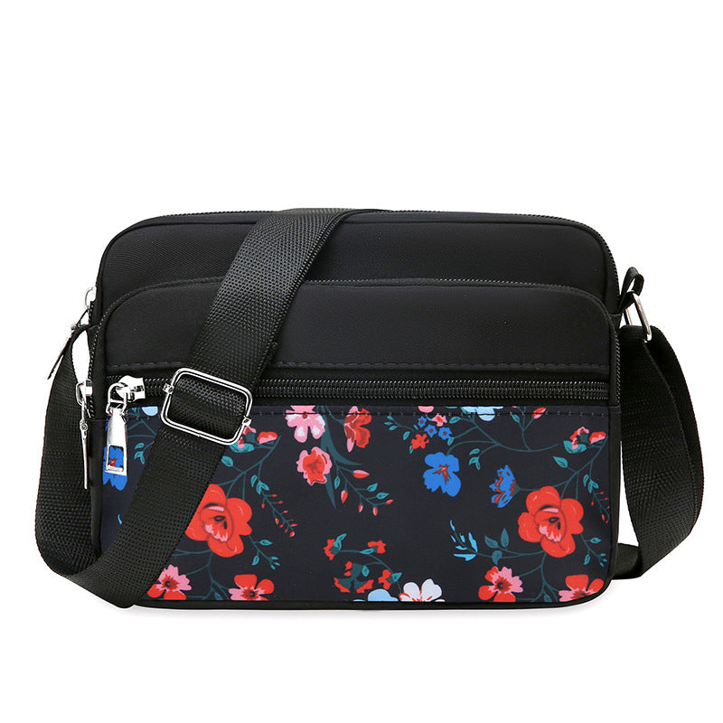 Nylon Crossbody Bag With Printed Front Pocket - C5