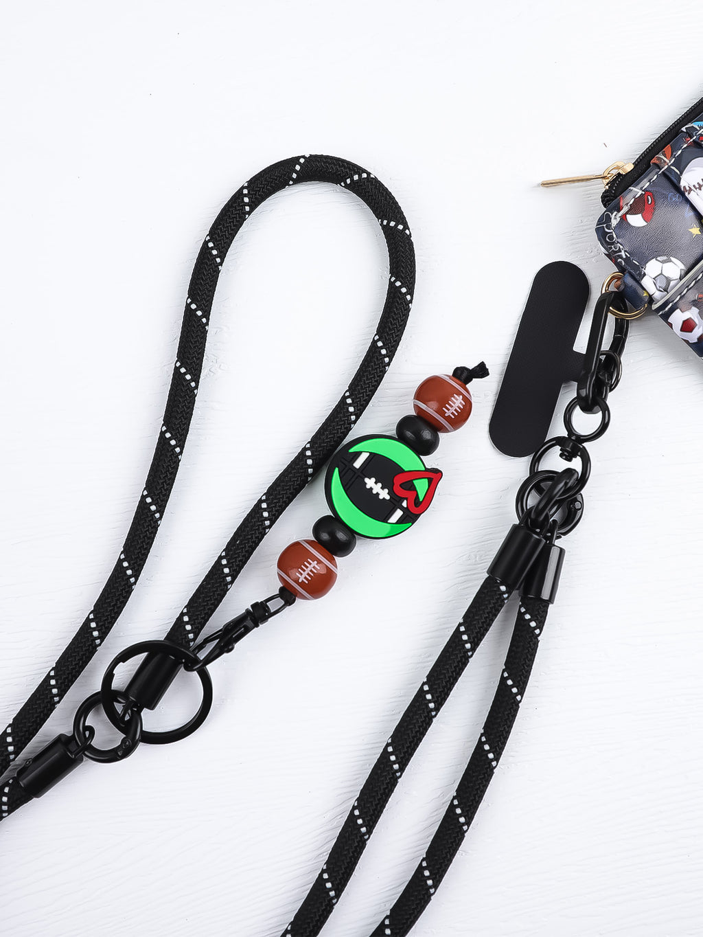 Printed Card Holder With Beaded Neck Strap - Ball - 5