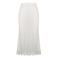 Floral Lace Scalloped Hem Slip Skirt - White