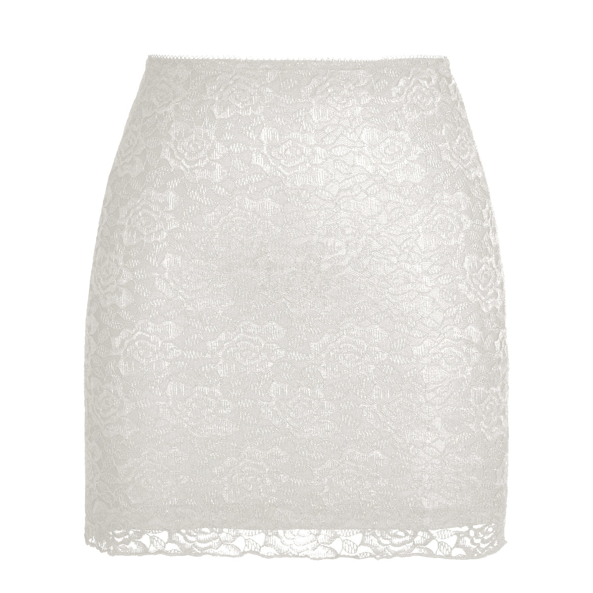 Floral Lace Scalloped Hem Slip Skirt - White_S - 1