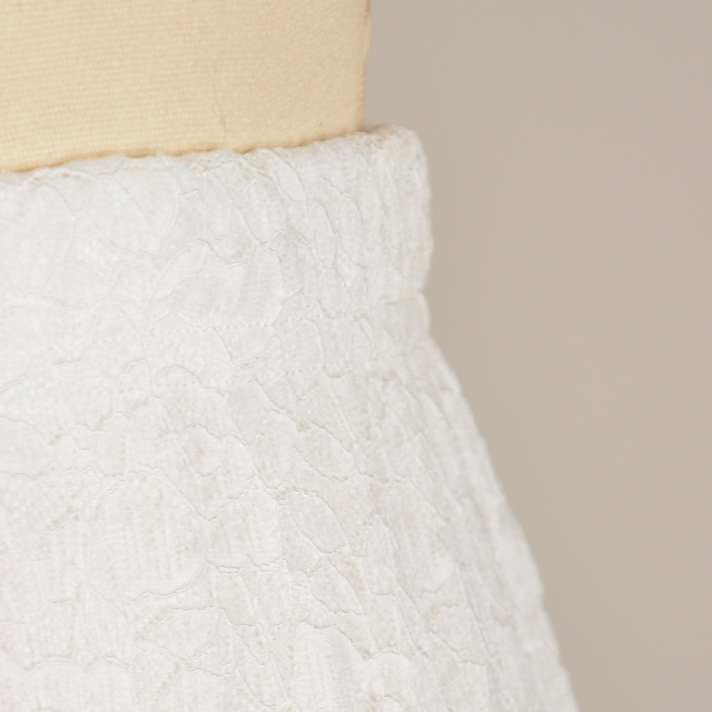 Floral Lace Scalloped Hem Slip Skirt - White_S - 4