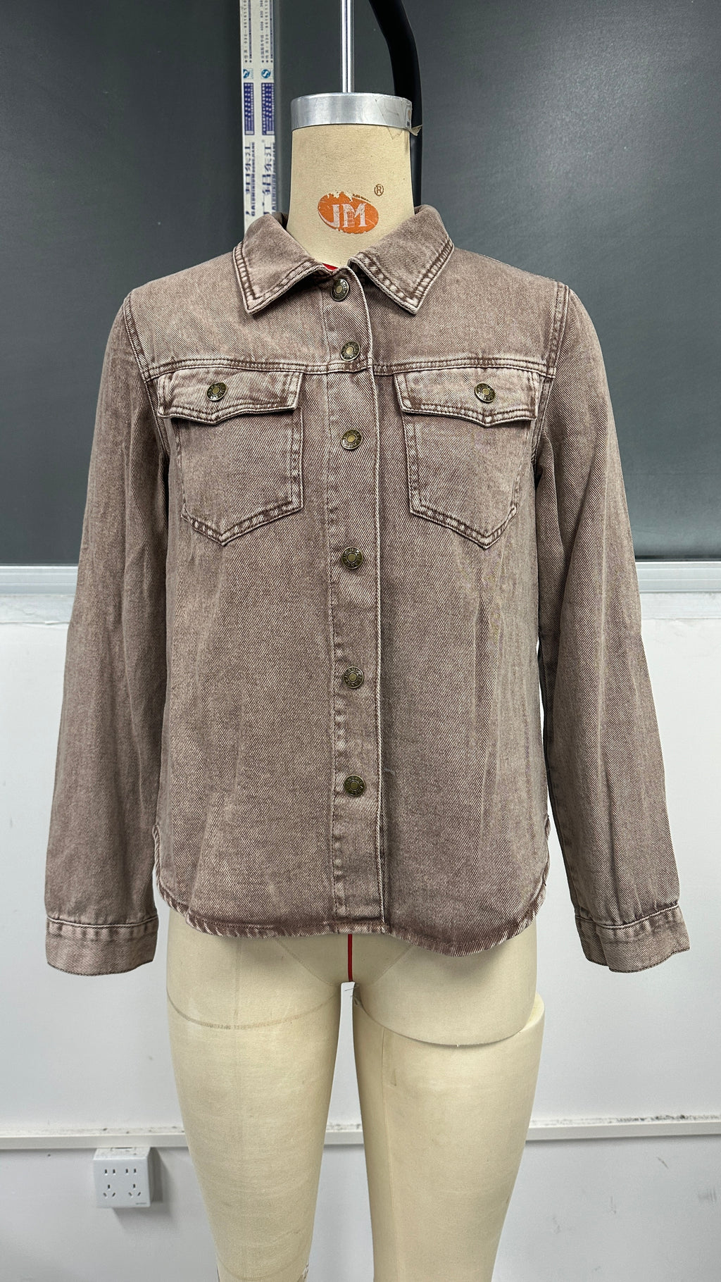 Acid Wash Trucker Denim Jacket - Coffee - 2