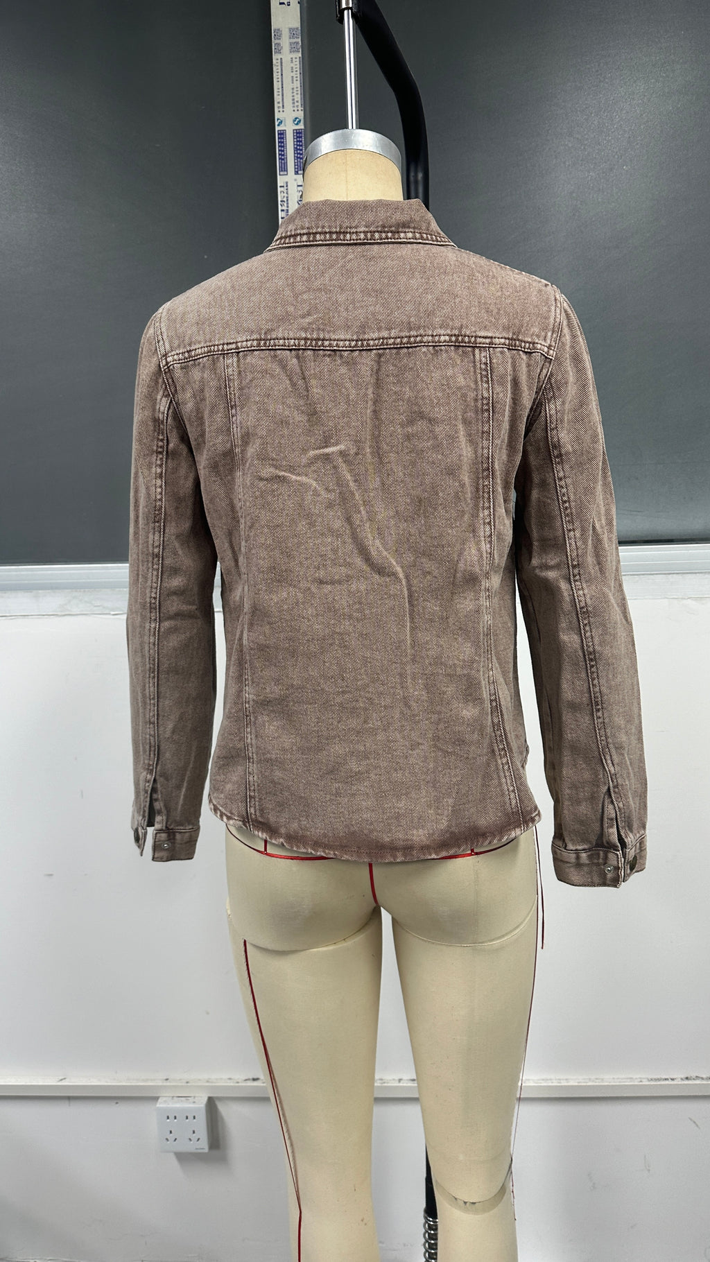 Acid Wash Trucker Denim Jacket - Coffee - 4