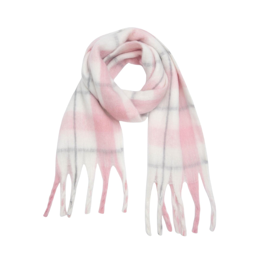 Brushed Check Tassel Blanket Scarf - Pink