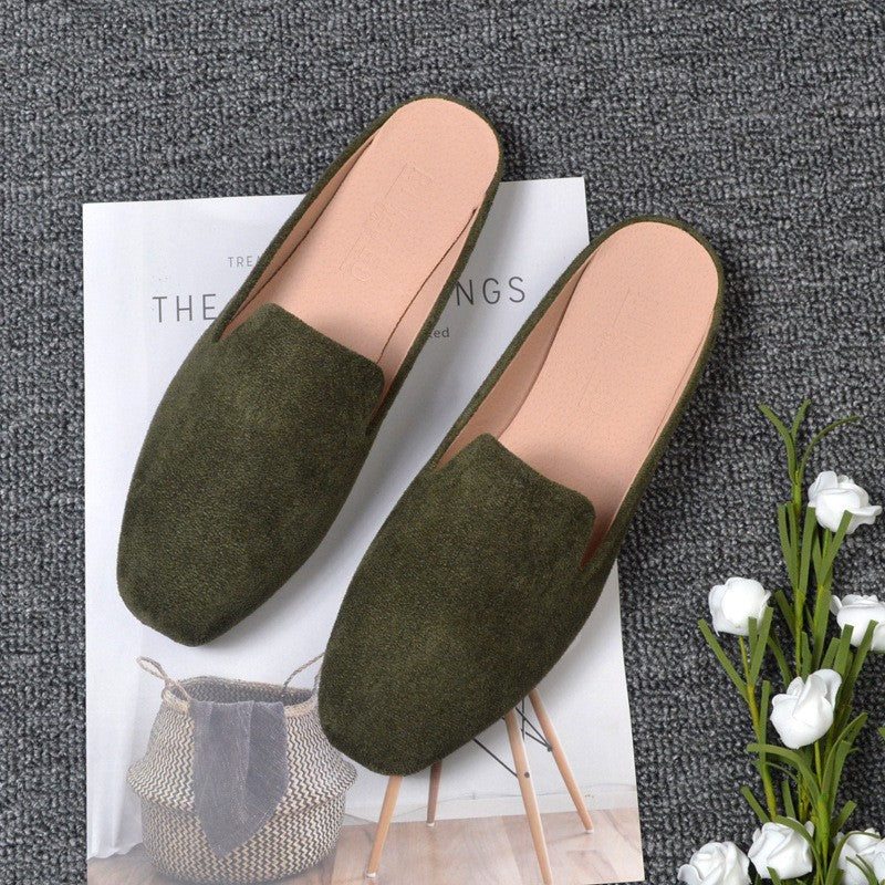 Square Toe Faux Suede Backless Loafer Mules