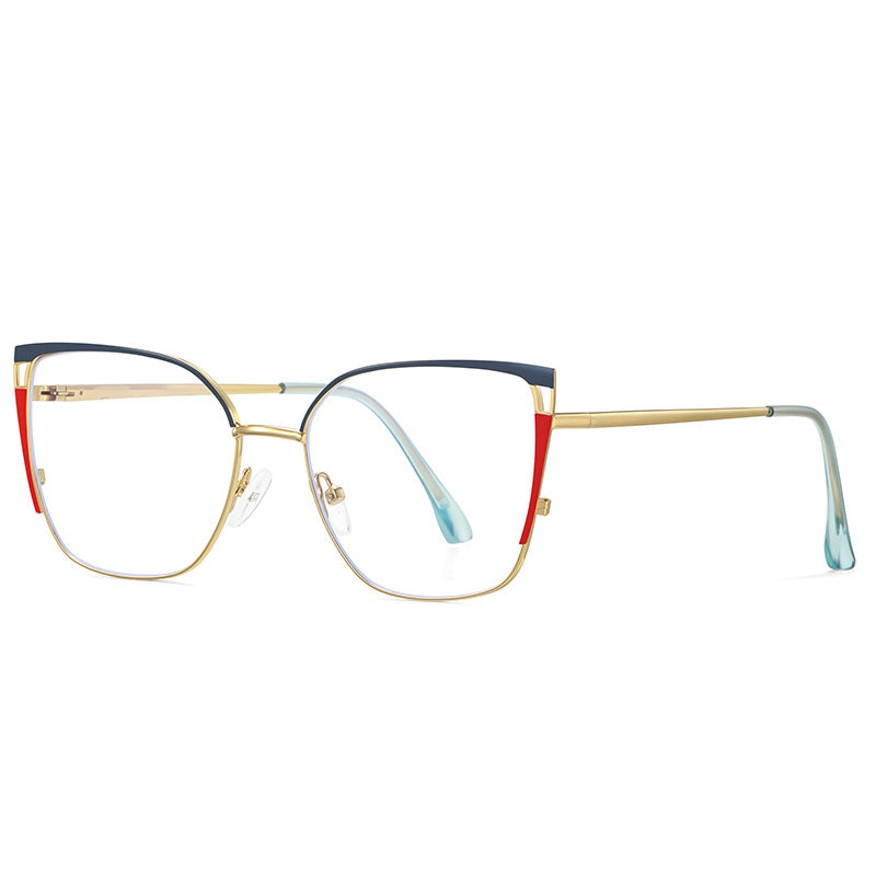 Color Block Cat Eye Blue Light Glasses - Color_1