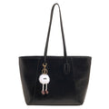 Oversized Distressed Faux Leather Tote Bag - Black