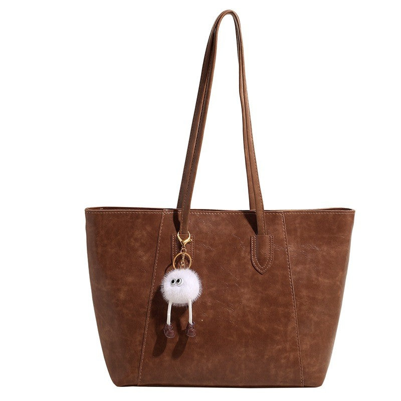 Oversized Distressed Faux Leather Tote Bag