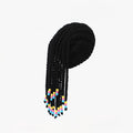 Braided Dreadlock Knit Beanie With Beaded Ends - Black