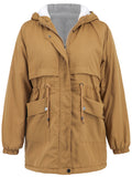 Sherpa Lined Hooded Utility Parka Jacket - Khaki