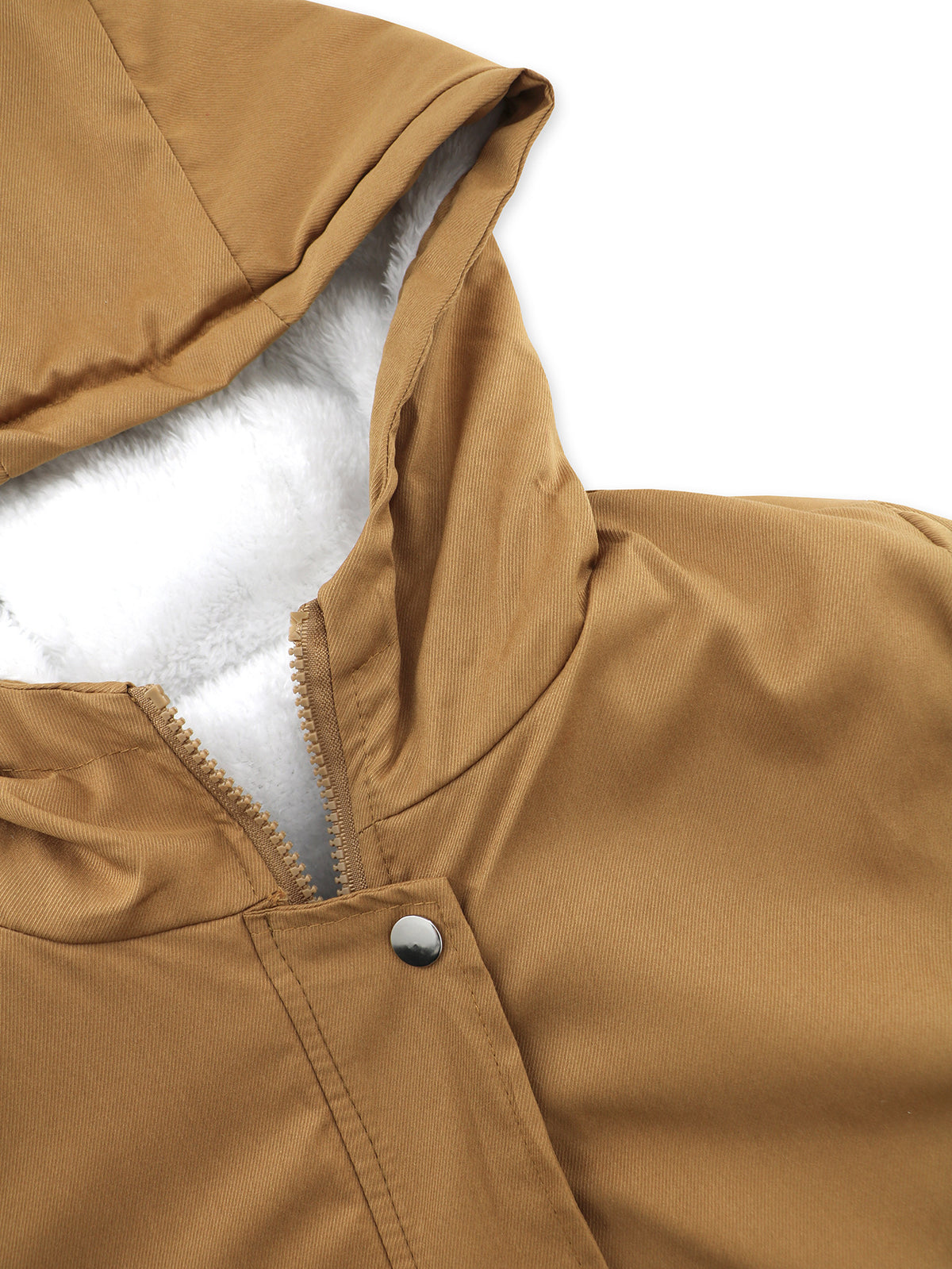 Sherpa Lined Hooded Utility Parka Jacket - Khaki - 1