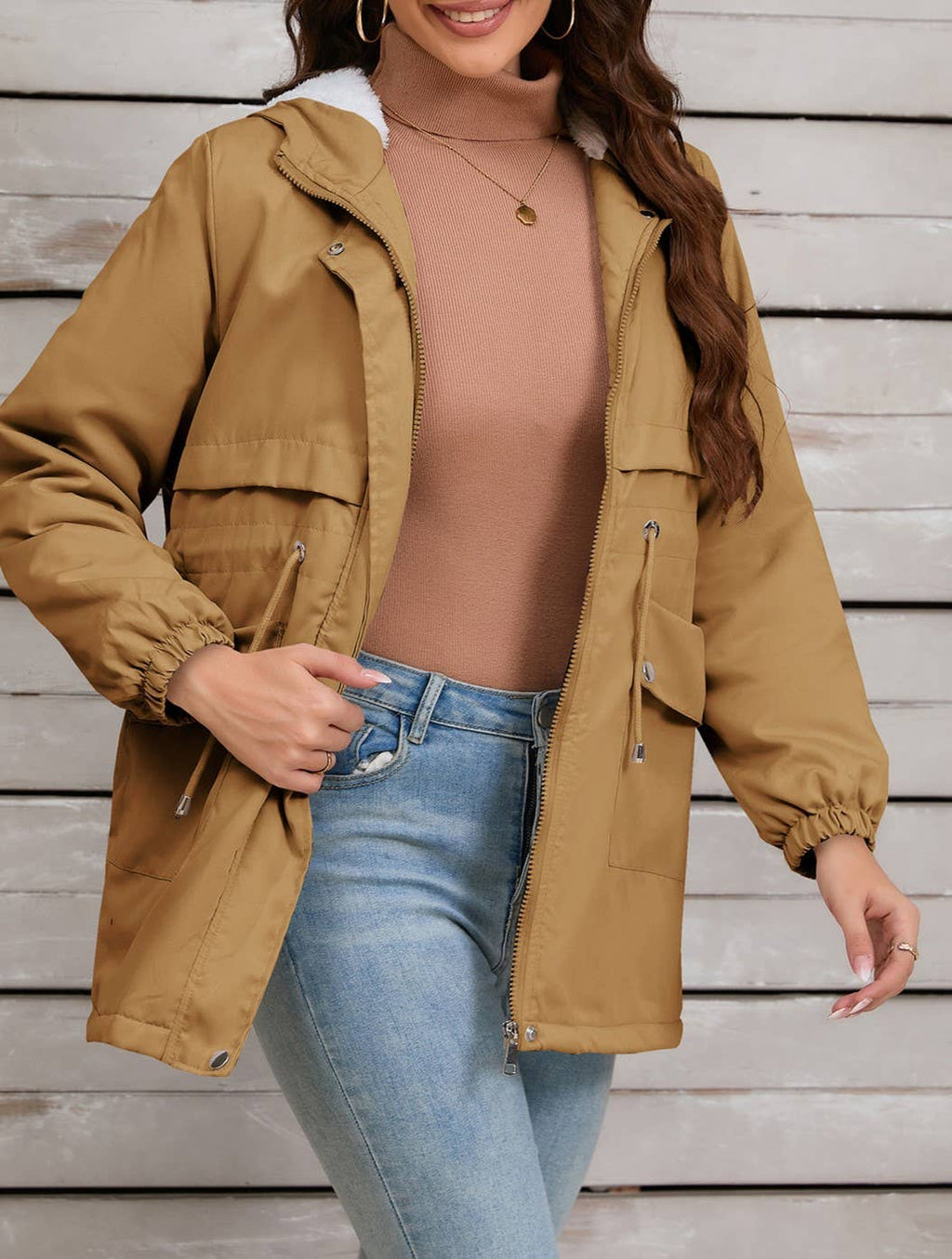 Sherpa Lined Hooded Utility Parka Jacket