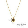 Oval Zircon Pendant Chain Necklace - Gold