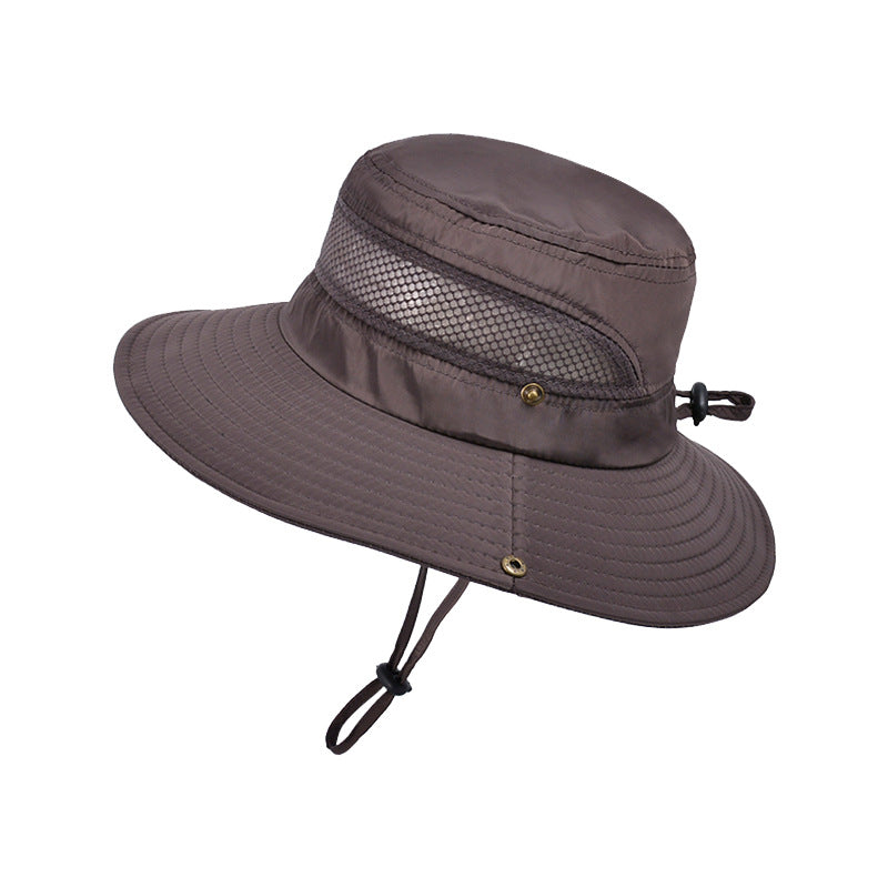Mesh Panel Foldable Fishing Bucket Hat - Coffee