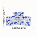 Evil Eye Print Rectangle Claw Clip - Blue